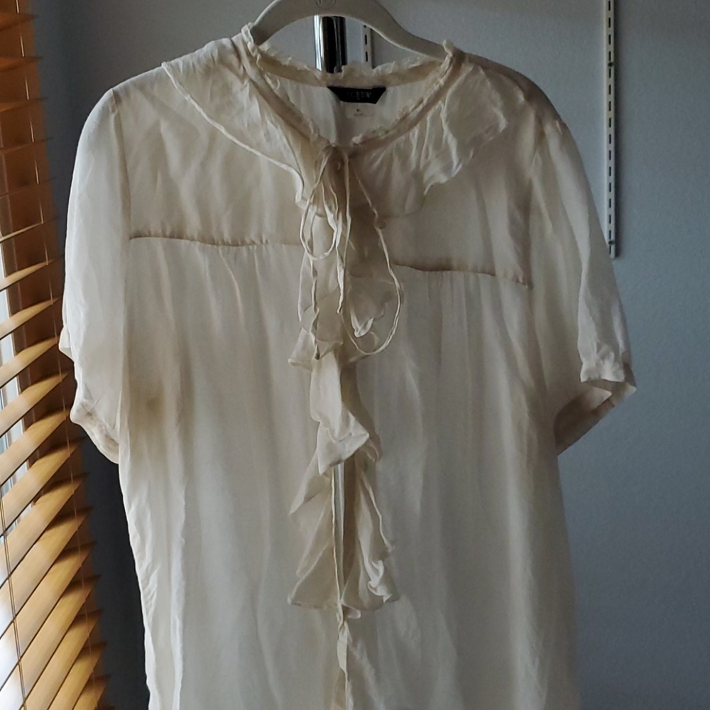 Sheer top with ruffle front